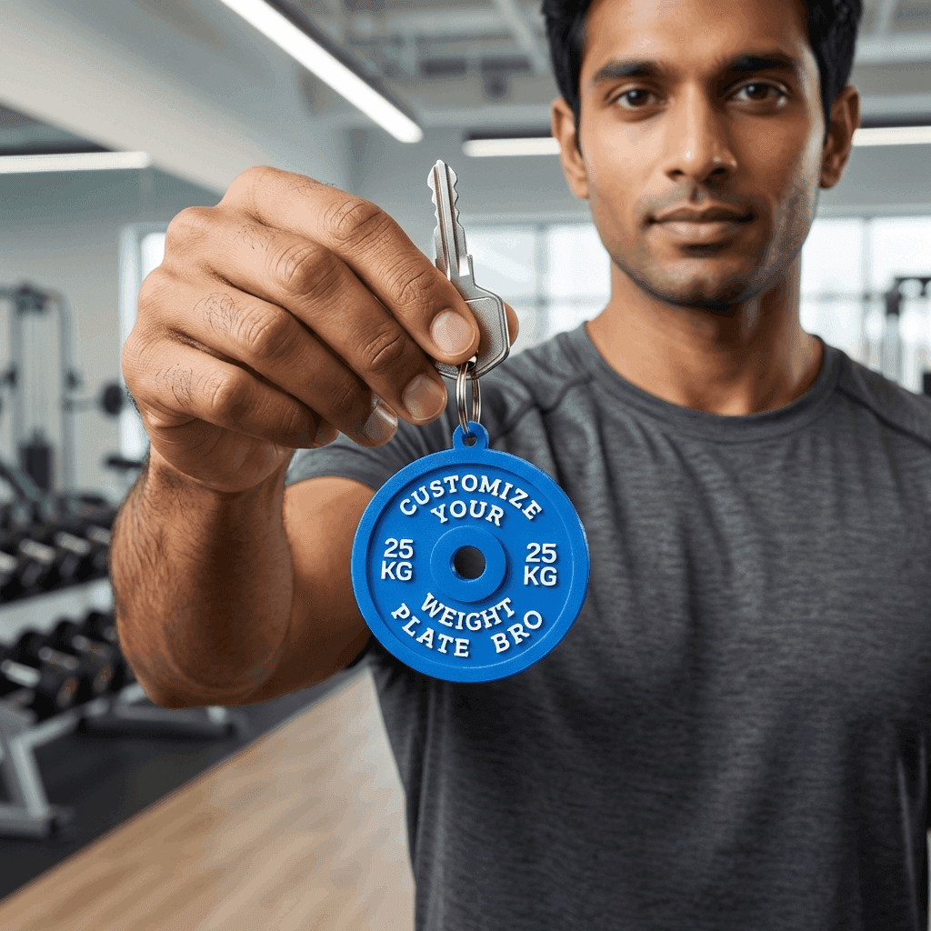 Buy Custom Gym Weight Plate Keychain - 3D printed keyrings online India