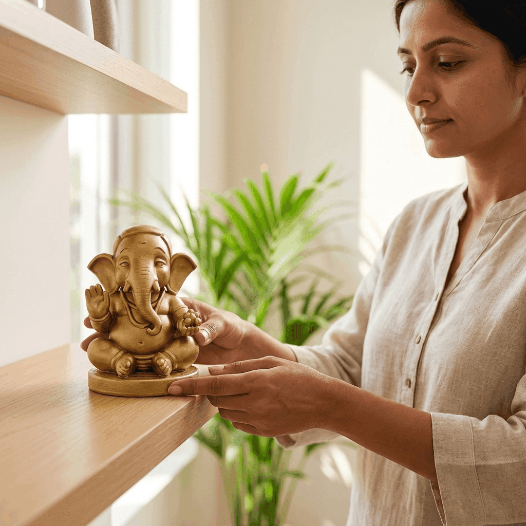 Buy Golden Ganesha Idol - 3D printed pooja-decor online India