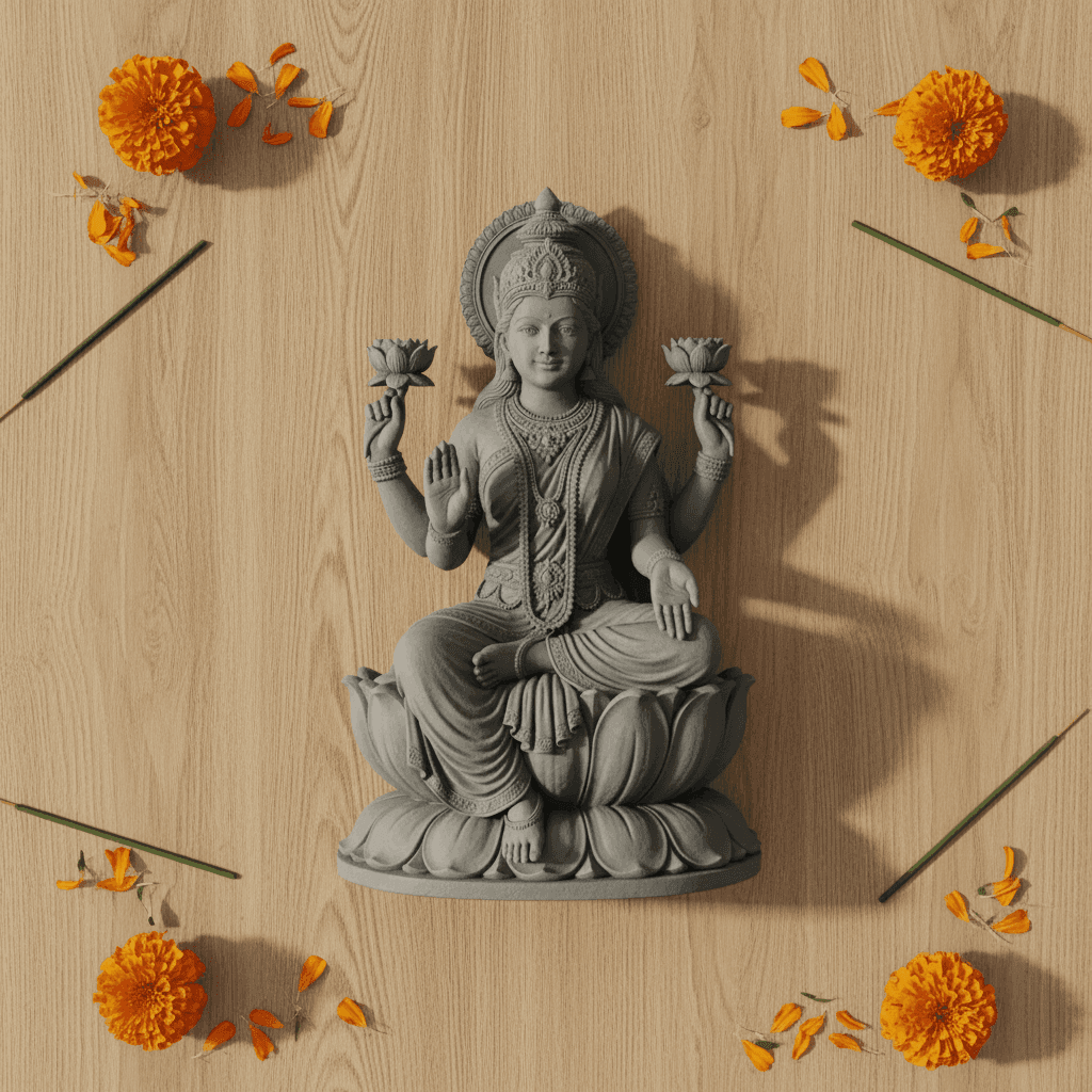 Buy Mahalakshmi Idol on Lotus - 3D printed pooja-decor online India